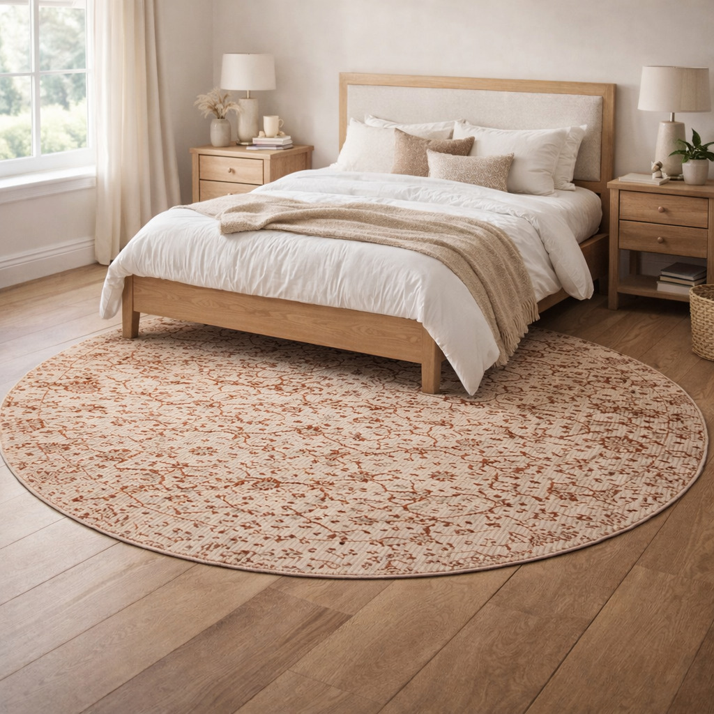 Hand Knotted Round Rugs Pink Color 9x9 10x10 11x11 12x12 Sizes for Hallway Bedroom Living Room Luxurious Wool Area Carpets