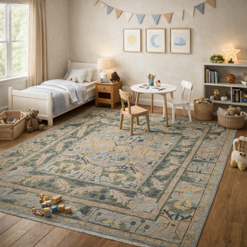 Premium Hand Knotted Green Wool Area Rug 6x10 8x11 9x10 10x10 for Living Room and Hallway High-Quality Carpet