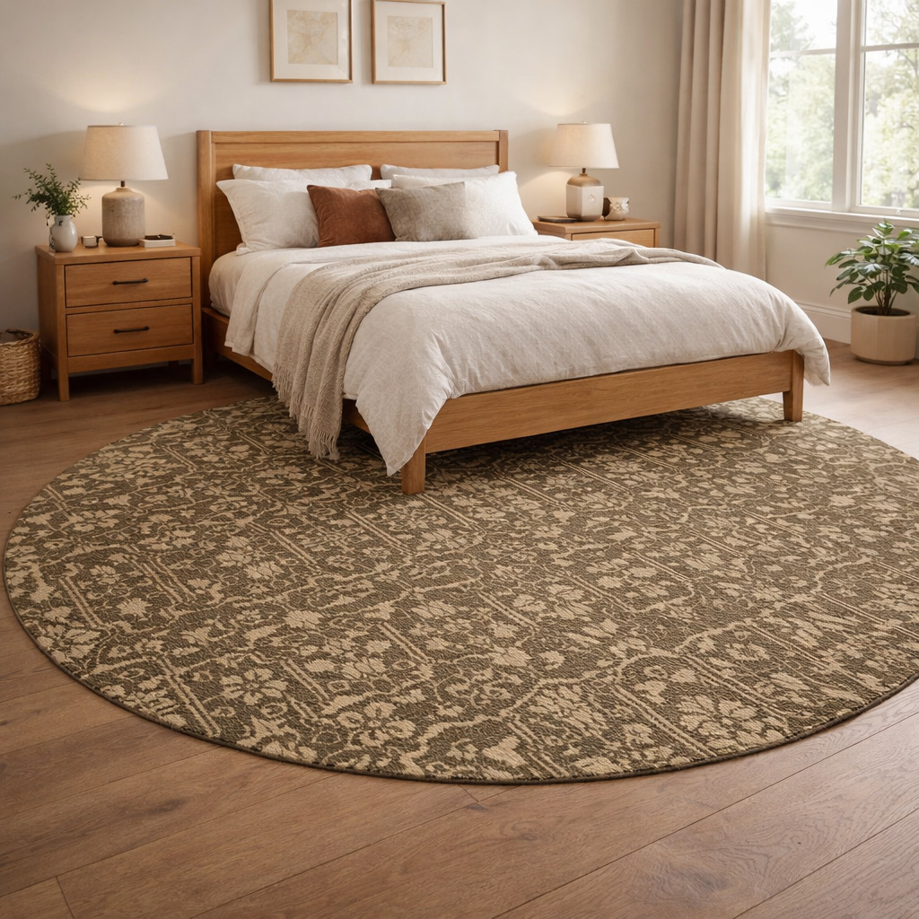 Hand Knotted Round Area Rug in Sage Green Premium Wool Carpet for Bedroom Living Room 8x8 9x9 10x10 11x11