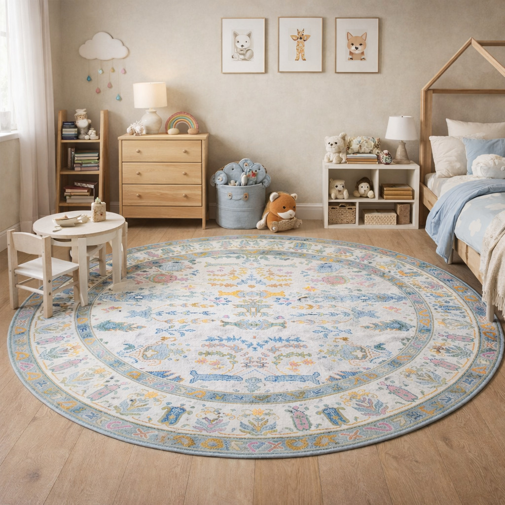 Hand Knitted Oushak Knotted Rugs Round Woolen Area Carpet for Living Room and Bedroom 8x8 9x9 10x10 11x11