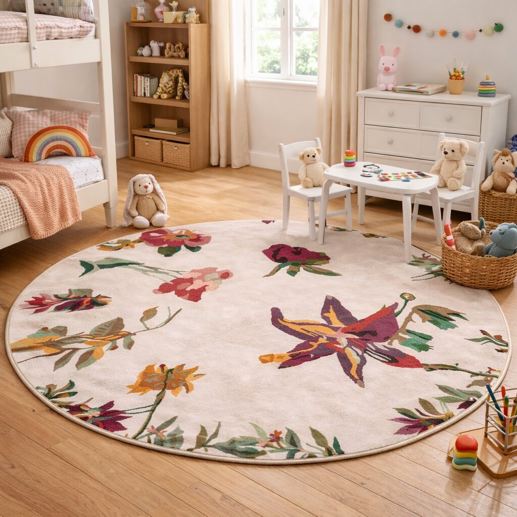 White Floor Carpet Hand Tufted Geometric Wool Rug Round Rug 7x7 8x8 9x9 10x10 Bedroom Dinning Room