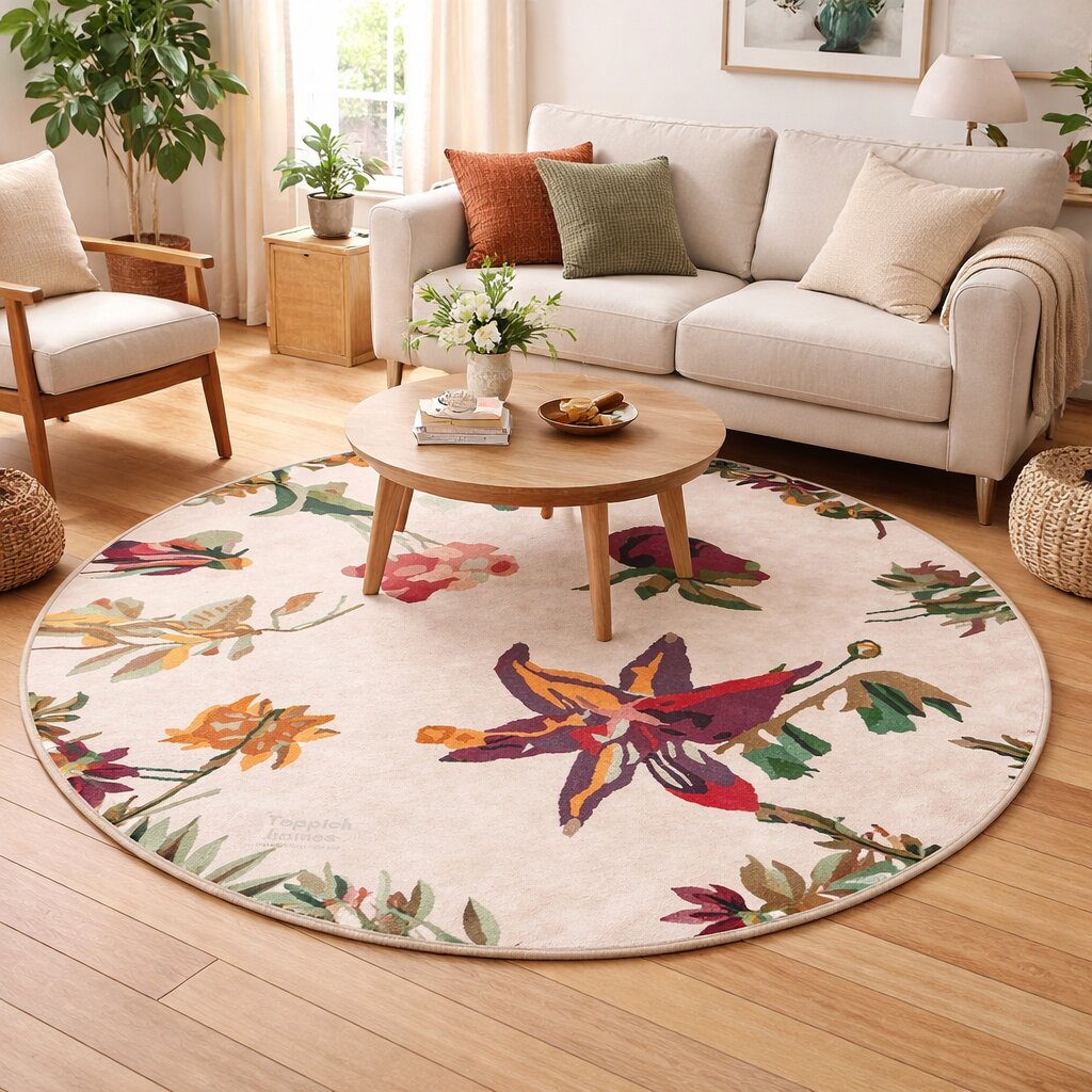 White Floor Carpet Hand Tufted Geometric Wool Rug Round Rug 7x7 8x8 9x9 10x10 Bedroom Dinning Room