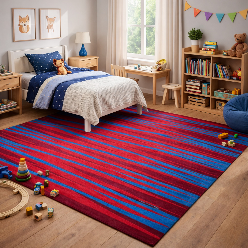 Electric Cobalt Stripe Hand Tufted Rug