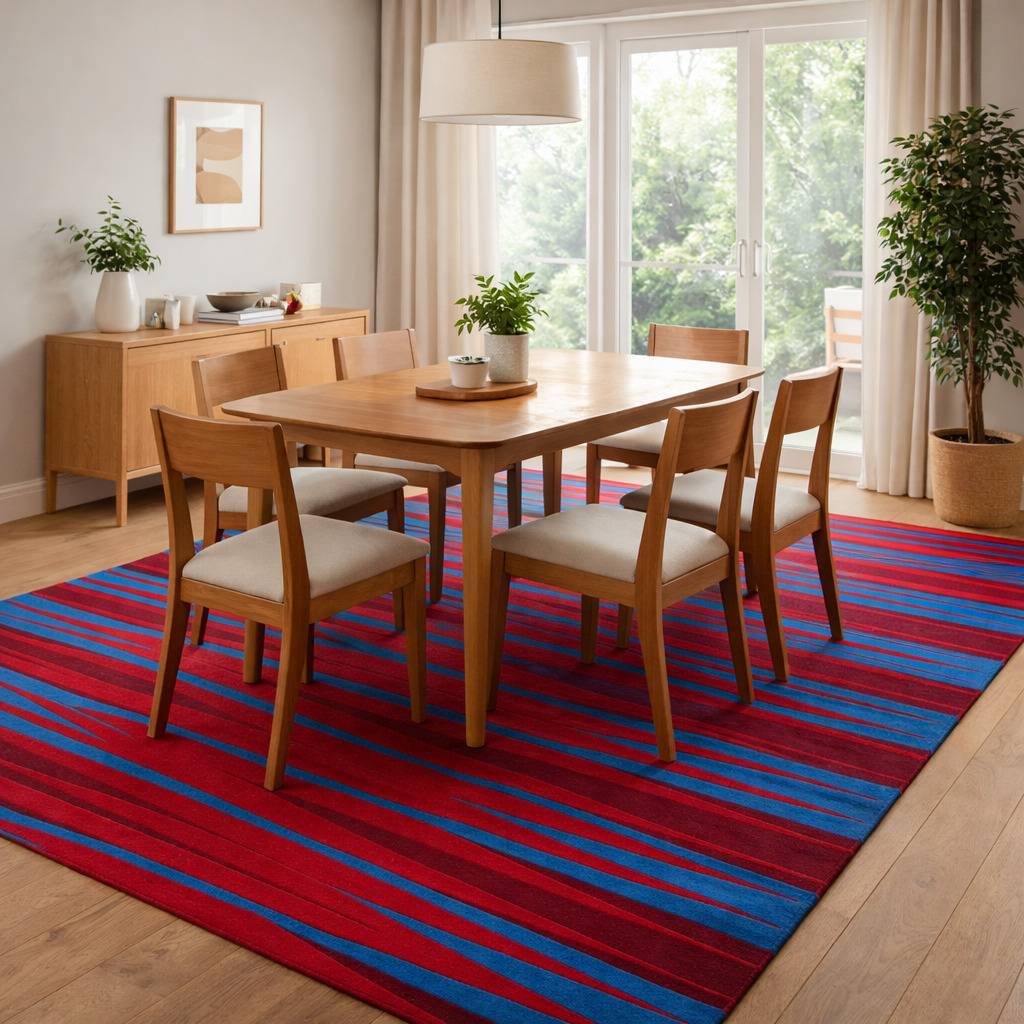 Electric Cobalt Stripe Hand Tufted Rug