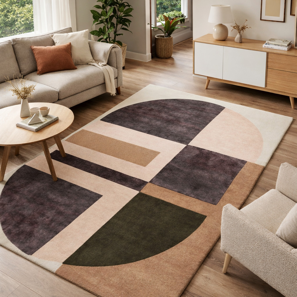 5x76x87x10 Area Rug Rectangular Carpet Geometric Rugs Hand-Tufted Carpet Wool Rug