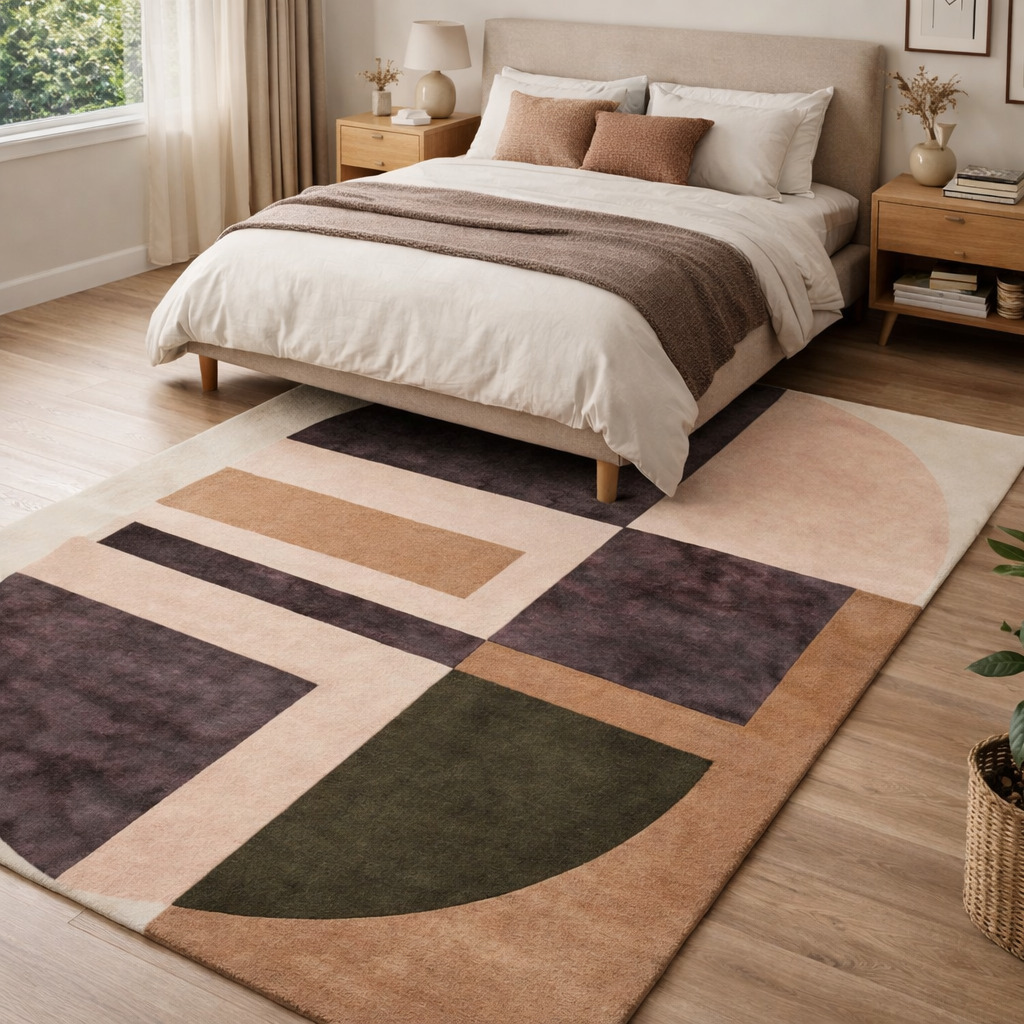 5x76x87x10 Area Rug Rectangular Carpet Geometric Rugs Hand-Tufted Carpet Wool Rug