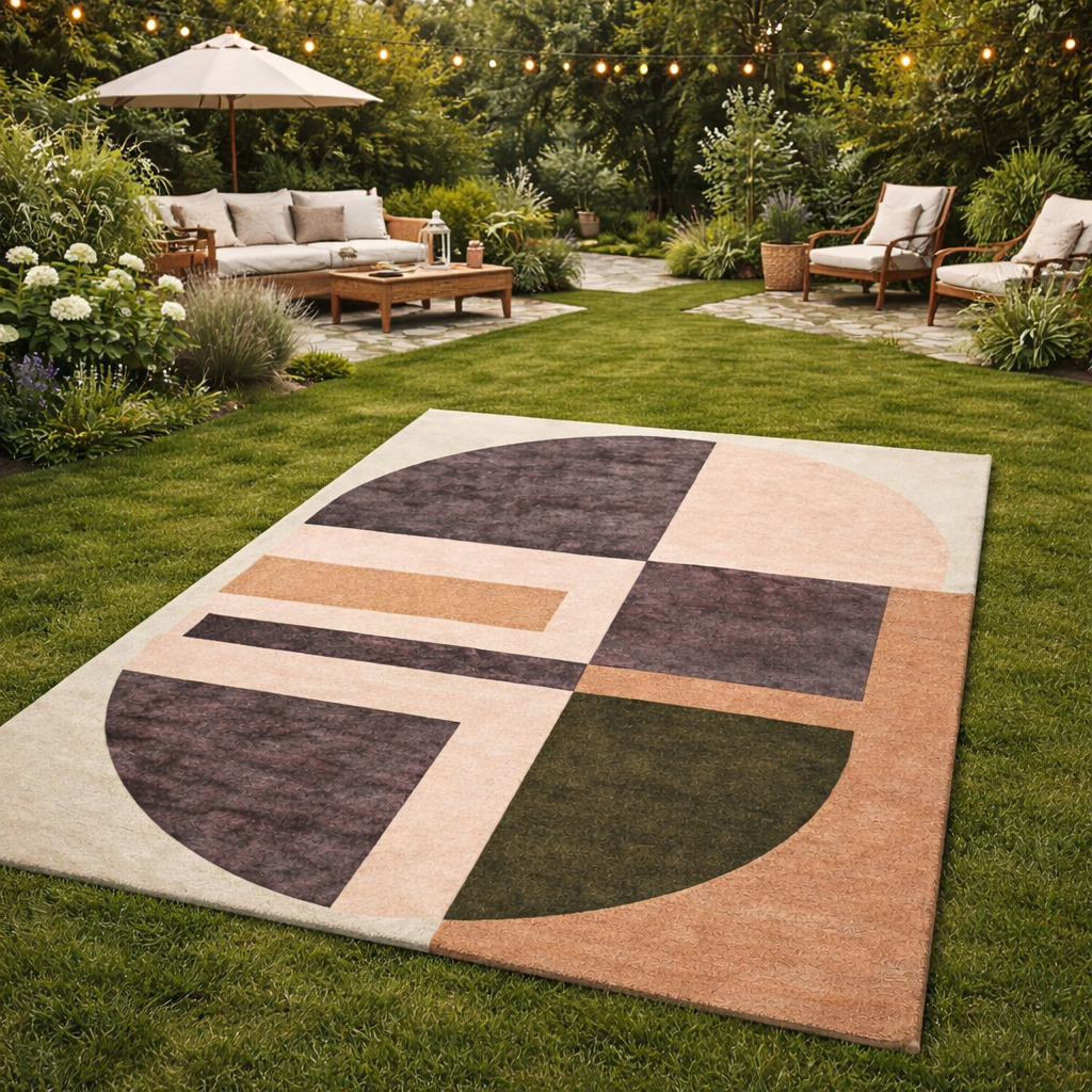 5x76x87x10 Area Rug Rectangular Carpet Geometric Rugs Hand-Tufted Carpet Wool Rug