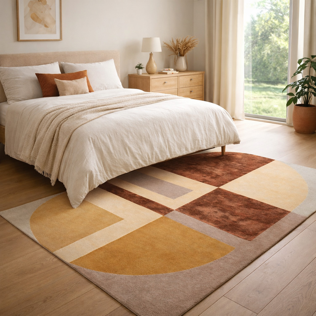 Hand Tufted Carpet 5x76x87x10 Area Rug Rectangular Wool Carpet Geometric Rugs