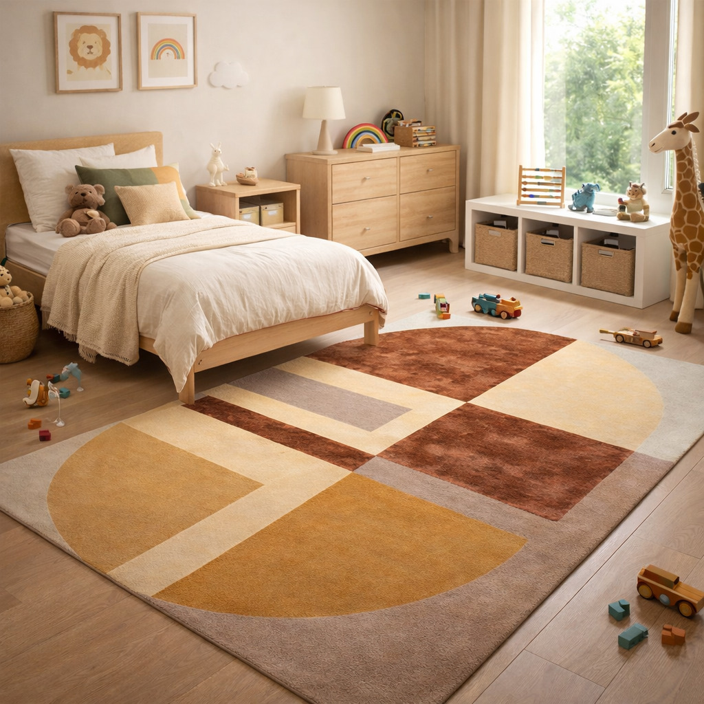 Hand Tufted Carpet 5x76x87x10 Area Rug Rectangular Wool Carpet Geometric Rugs