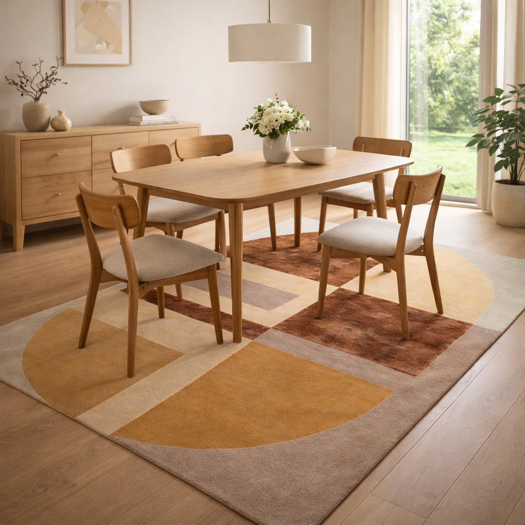 Hand Tufted Carpet 5x76x87x10 Area Rug Rectangular Wool Carpet Geometric Rugs