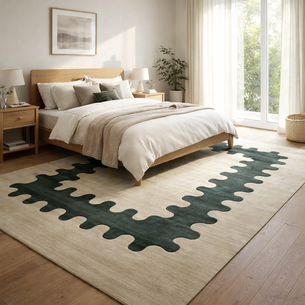 10x14 9x13 8x11 Tufted Area Rug Rectangular Rug Handmade Green Color