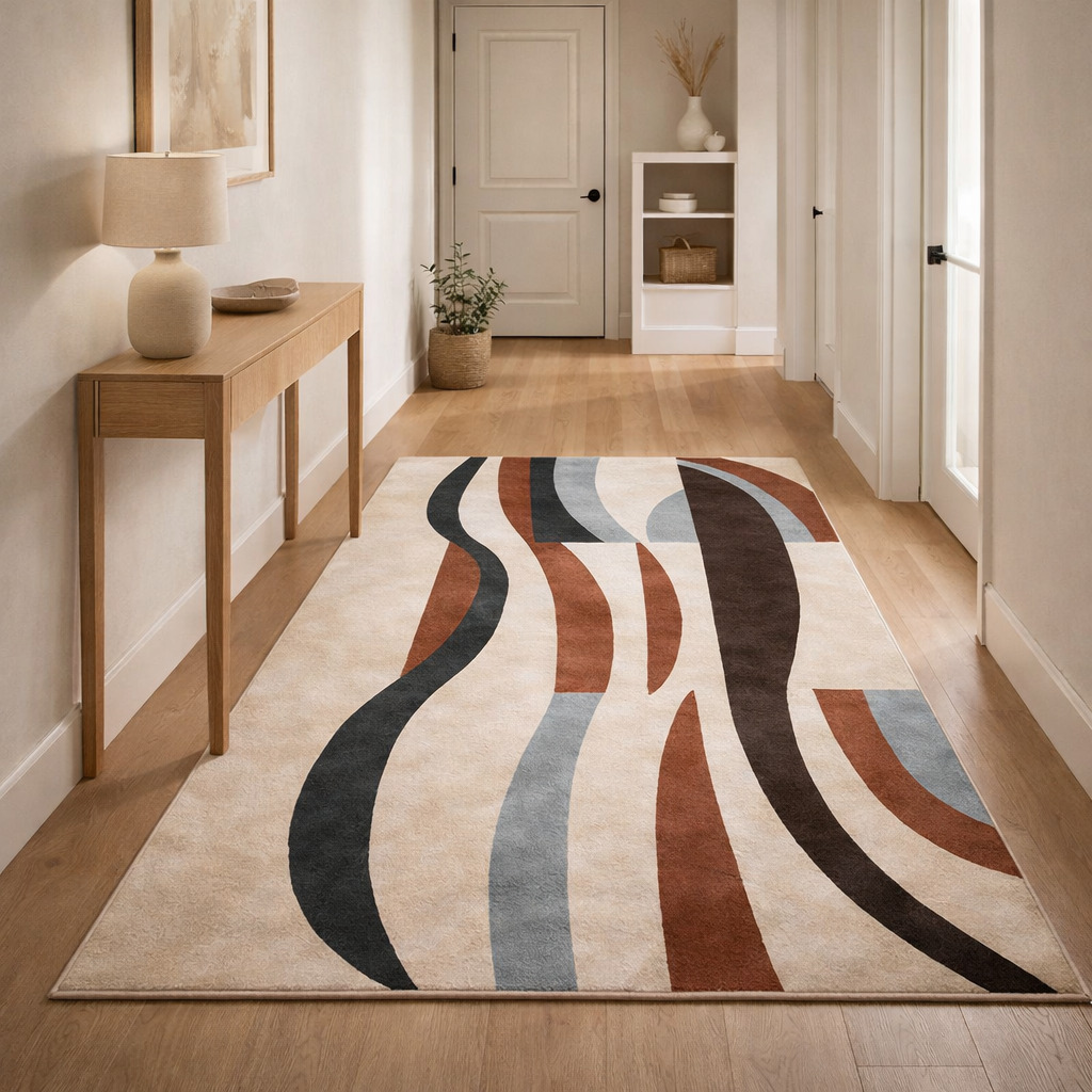 Cream area rugs 8x10 9x12 10x14 11x13 Abstract design Wool tuft rug Bed Living room Rectangle shape