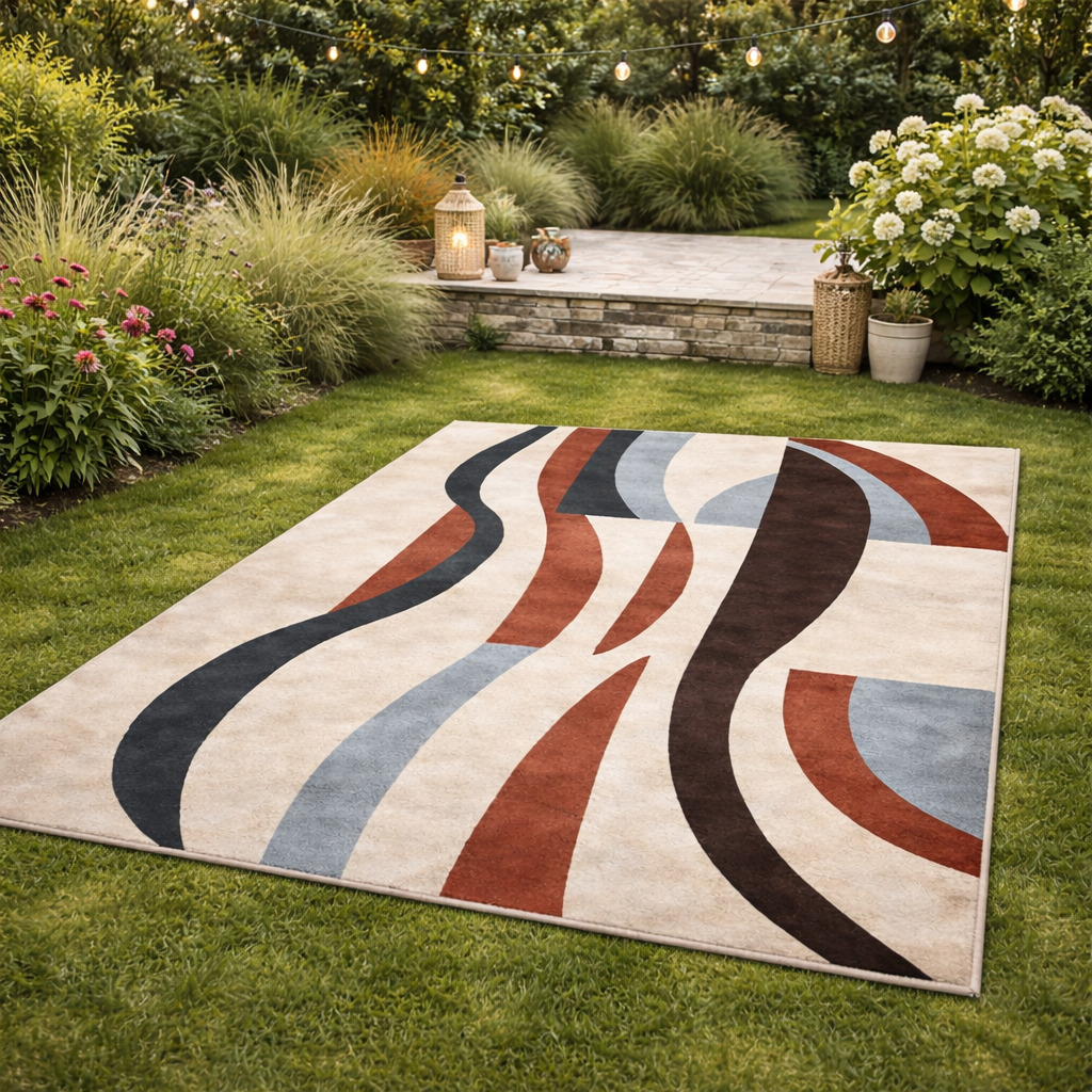 Cream area rugs 8x10 9x12 10x14 11x13 Abstract design Wool tuft rug Bed Living room Rectangle shape