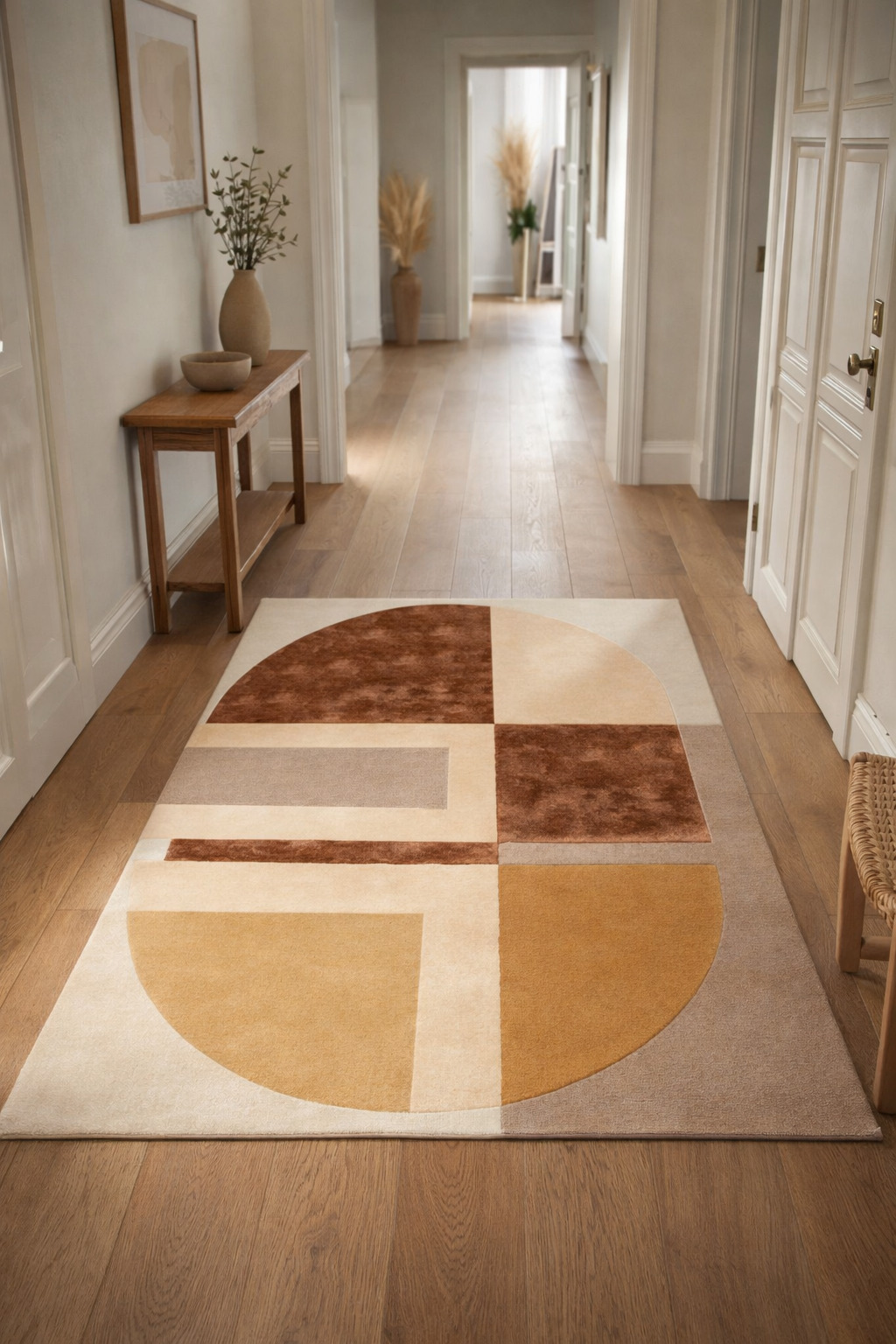 Hand Tufted Carpet 5x76x87x10 Area Rug Rectangular Wool Carpet Geometric Rugs