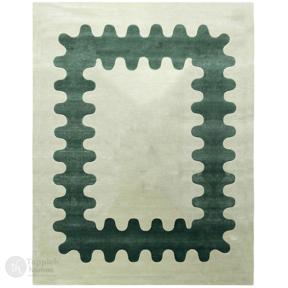 Image of 10x14, 9x13, 8x11, Tufted Area Rug, Rectangular Rug, Handmade Green Color