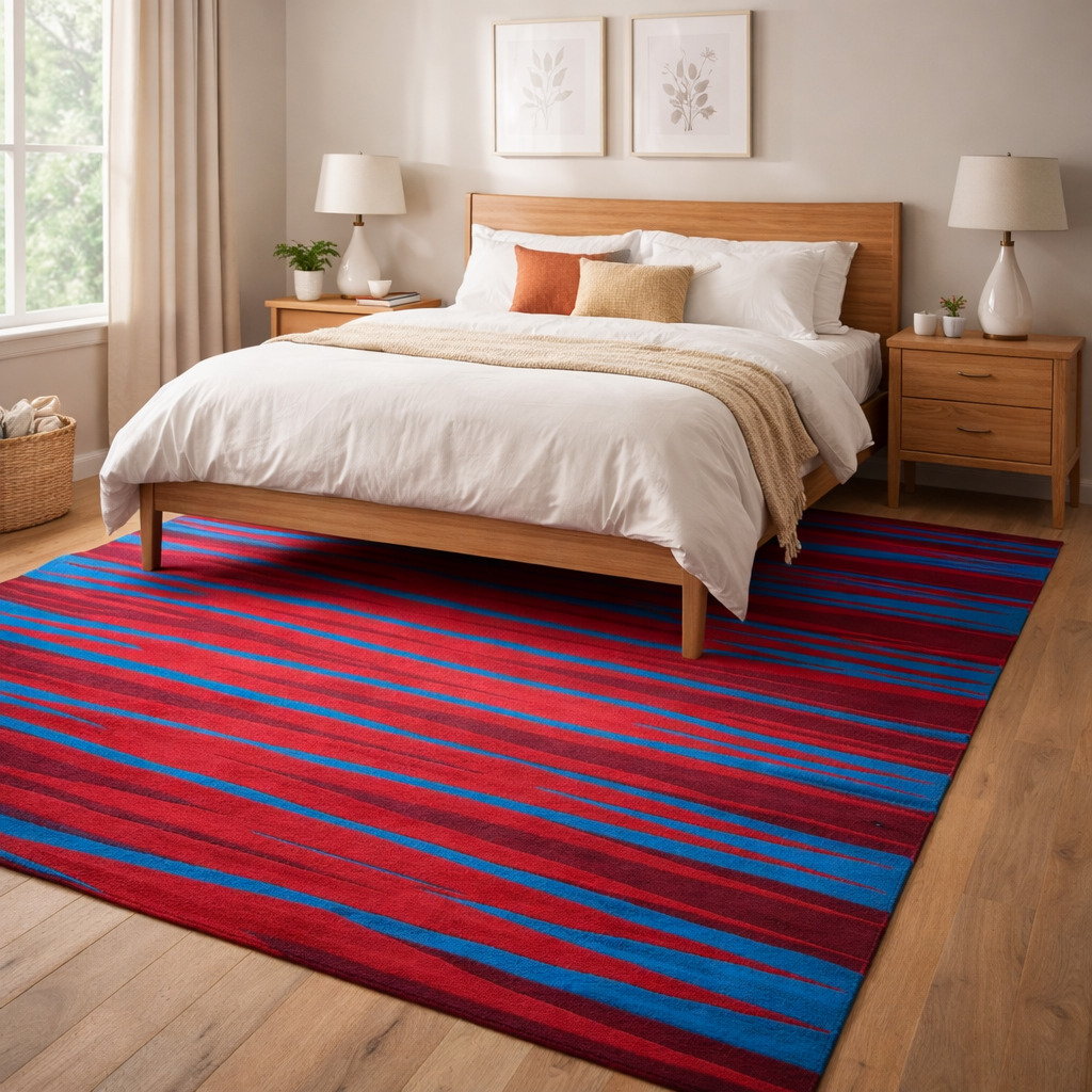 Electric Cobalt Stripe Hand Tufted Rug