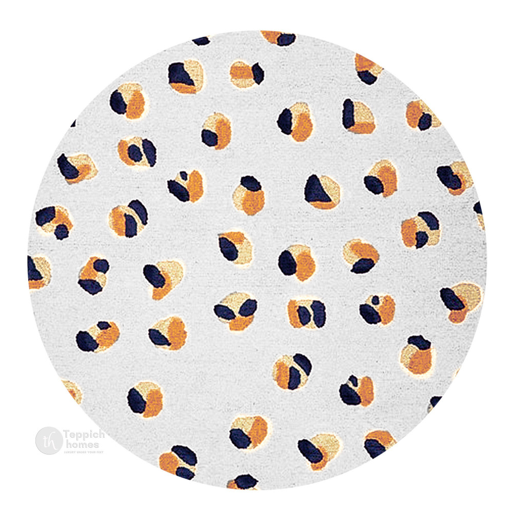 Image of Round Rug, White Rug, Animal Print Carpet, 8x8, 9x9, 10x10, Circle Carpet, Living Room