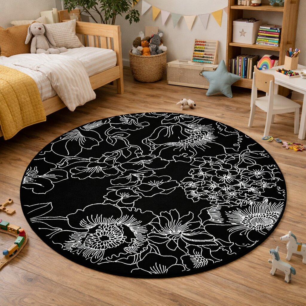 Black Round Rug 10x10 11x11 12x12 13x13 Hand Tufted Modern Design Carpet Designer Rug Living Room