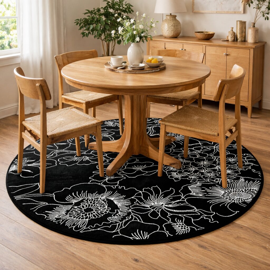 Black Round Rug 10x10 11x11 12x12 13x13 Hand Tufted Modern Design Carpet Designer Rug Living Room