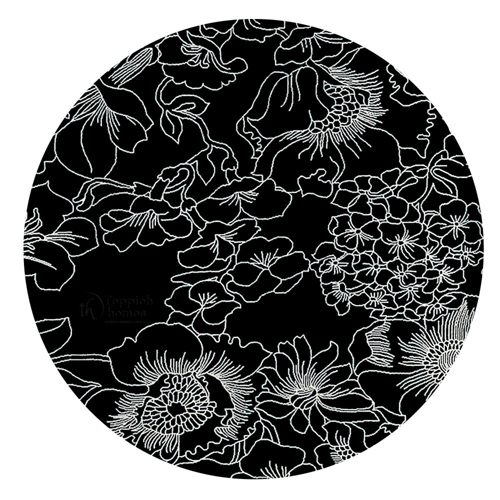 Image of Black Round Rug, 10x10, 11x11, 12x12, 13x13, Hand Tufted, Modern Design Carpet, Designer Rug, Living Room
