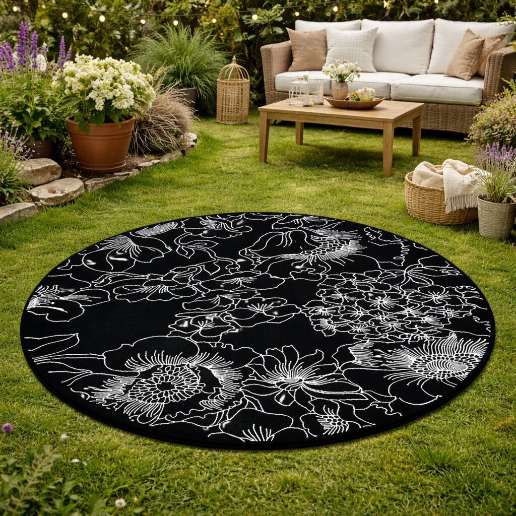 Black Round Rug 10x10 11x11 12x12 13x13 Hand Tufted Modern Design Carpet Designer Rug Living Room