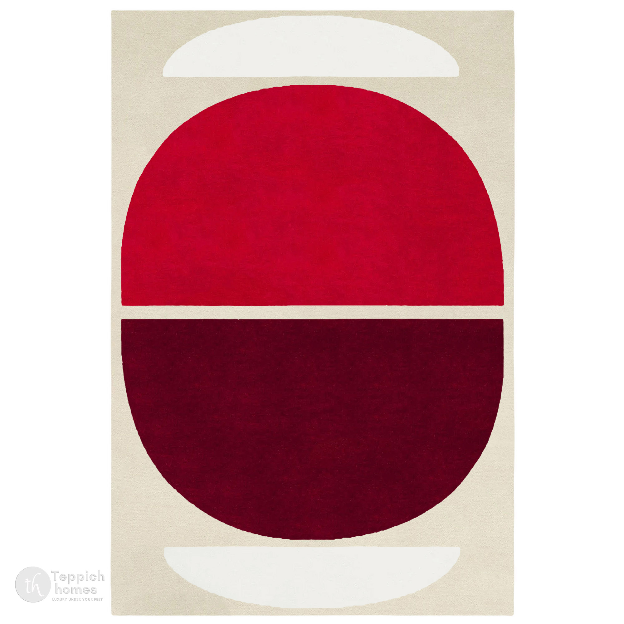 Red and Burgundy Geometric Wool Rug Handmade Modern Area Carpet for Living Room and Bedroom