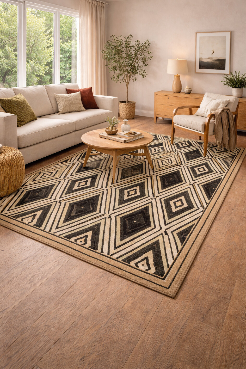 Hand Tufted Beige Wool Area Rugs for Living Room Bedroom Available in 5x7 5x8 6x8 6x9 Contemporary Carpet