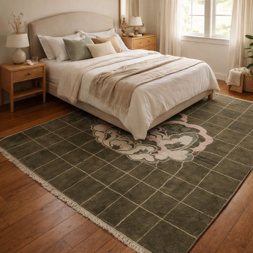 Green rug  5x7 6x9 8x11 9x12  Handmade  Knotted carpet  Hallway Living room  Area rugs