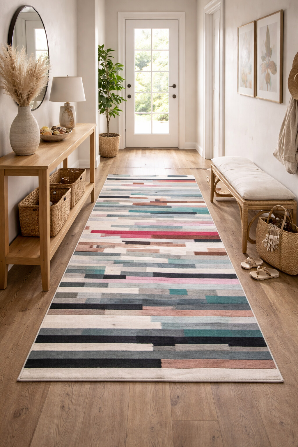 Hand Tufted Living Room Striped Rug 8x10 8x11 9x10 9x12 Wool Area Rug