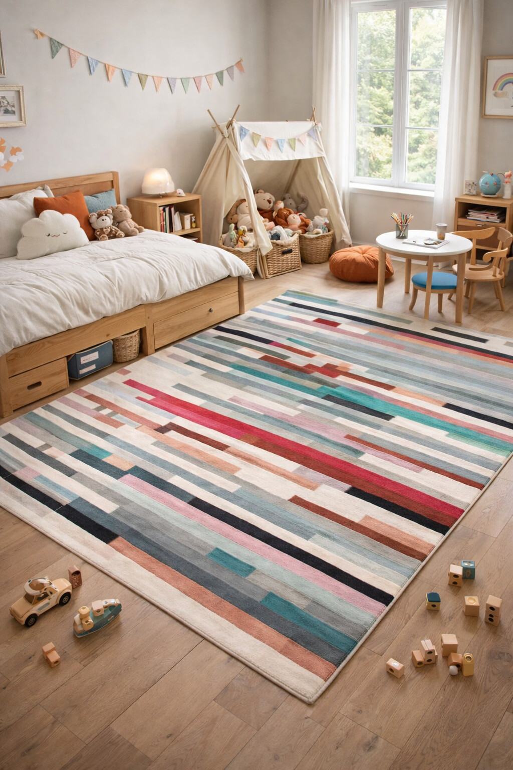 Hand Tufted Living Room Striped Rug 8x10 8x11 9x10 9x12 Wool Area Rug