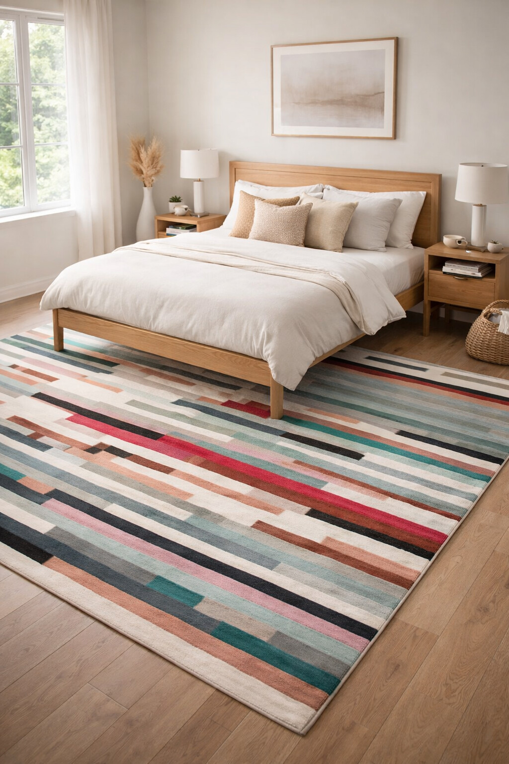 Hand Tufted Living Room Striped Rug 8x10 8x11 9x10 9x12 Wool Area Rug