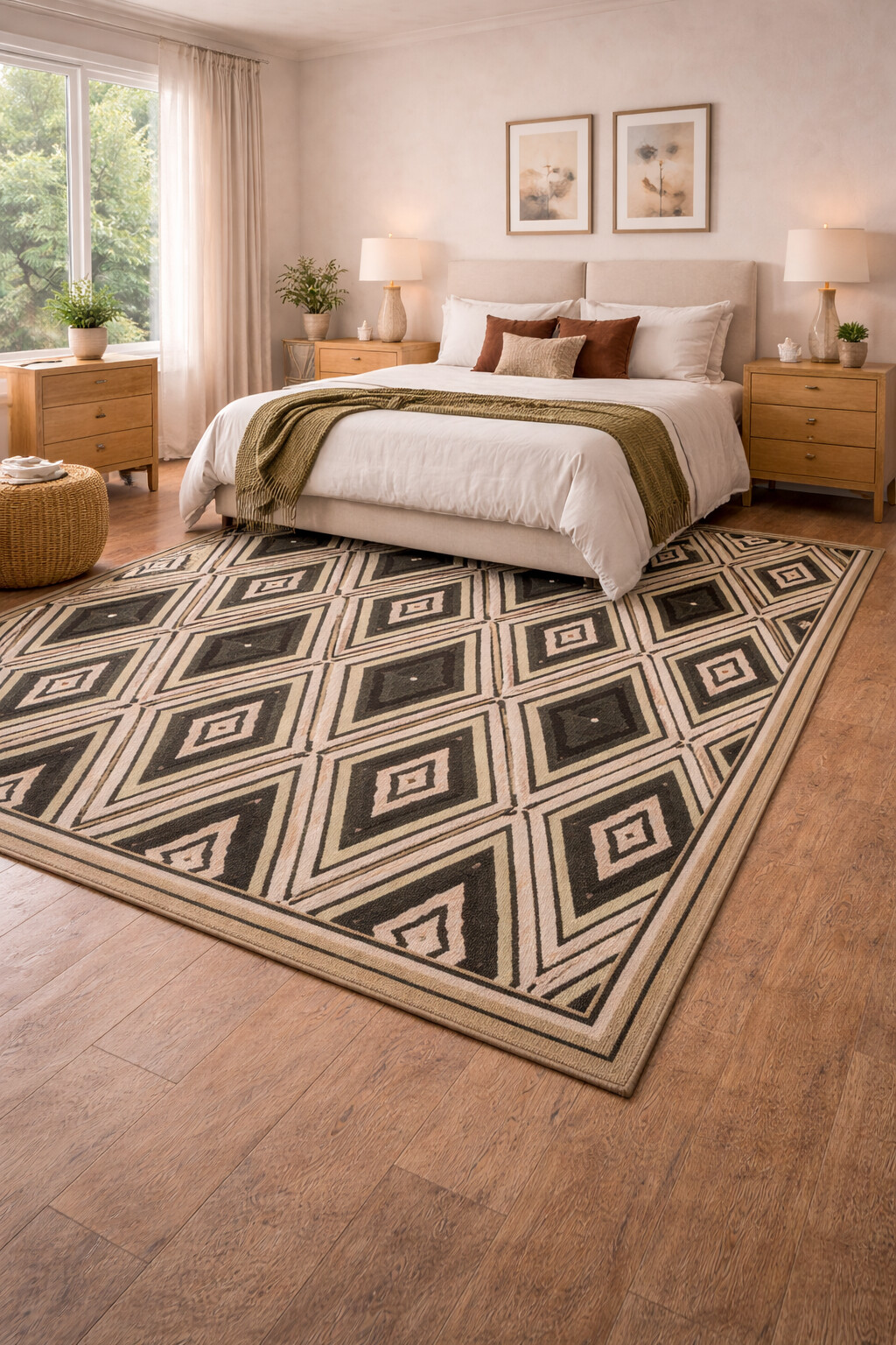 Hand Tufted Beige Wool Area Rugs for Living Room Bedroom Available in 5x7 5x8 6x8 6x9 Contemporary Carpet