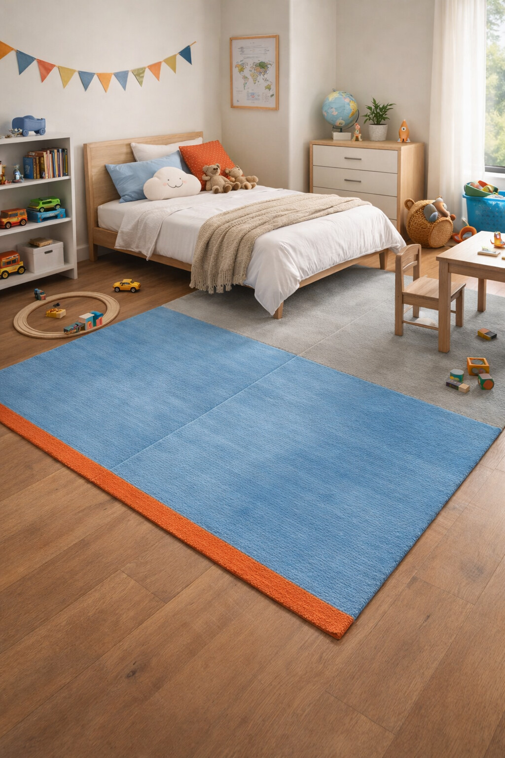 Hand Tufted Wool Area Rug 5x7 5x8 6x8 6x9 Blue Area Rug Living Room