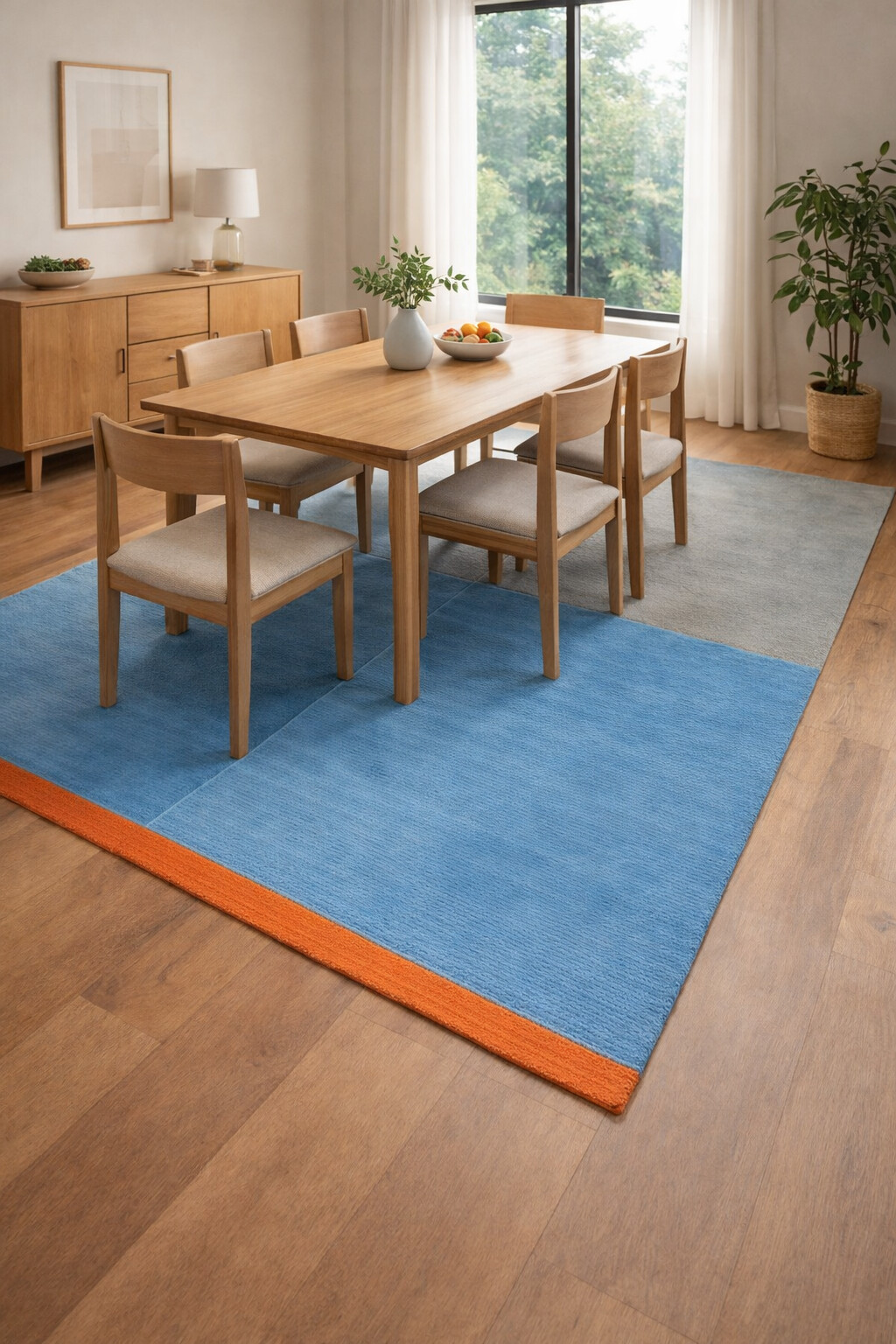 Hand Tufted Wool Area Rug 5x7 5x8 6x8 6x9 Blue Area Rug Living Room