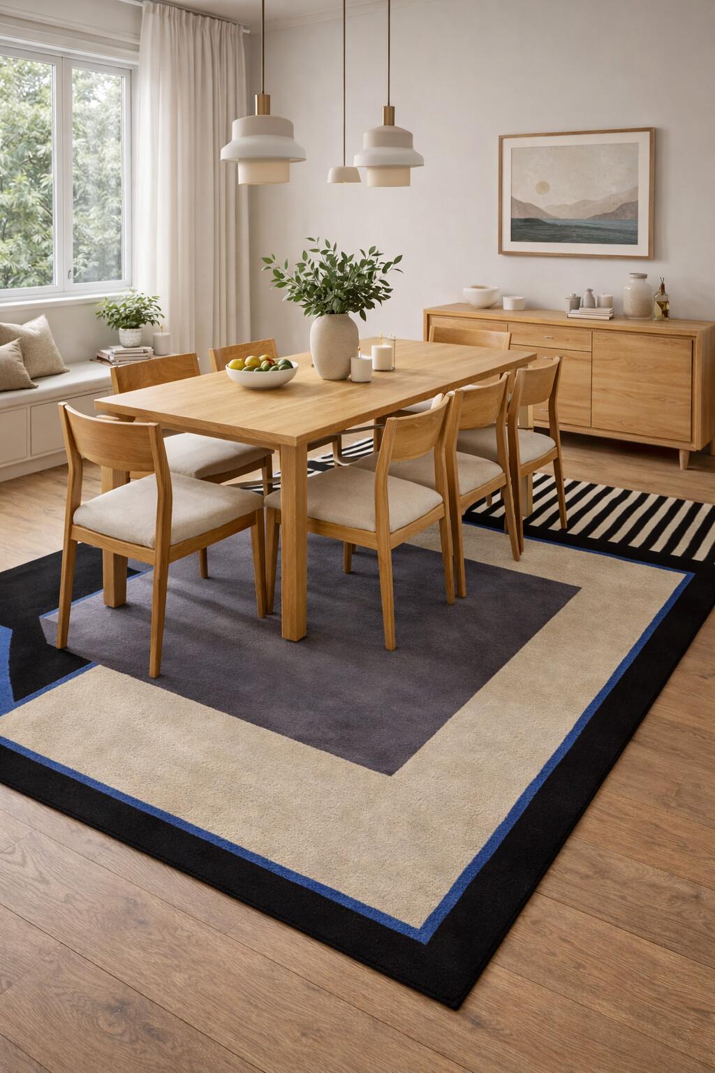 Hand-Tufted Geometric Wool Rug - Available in 8x11 9x13 10x14 and 11x12 Sizes - Perfect for Living Room or Bedroom - Stylish Rectangular Area Carpet