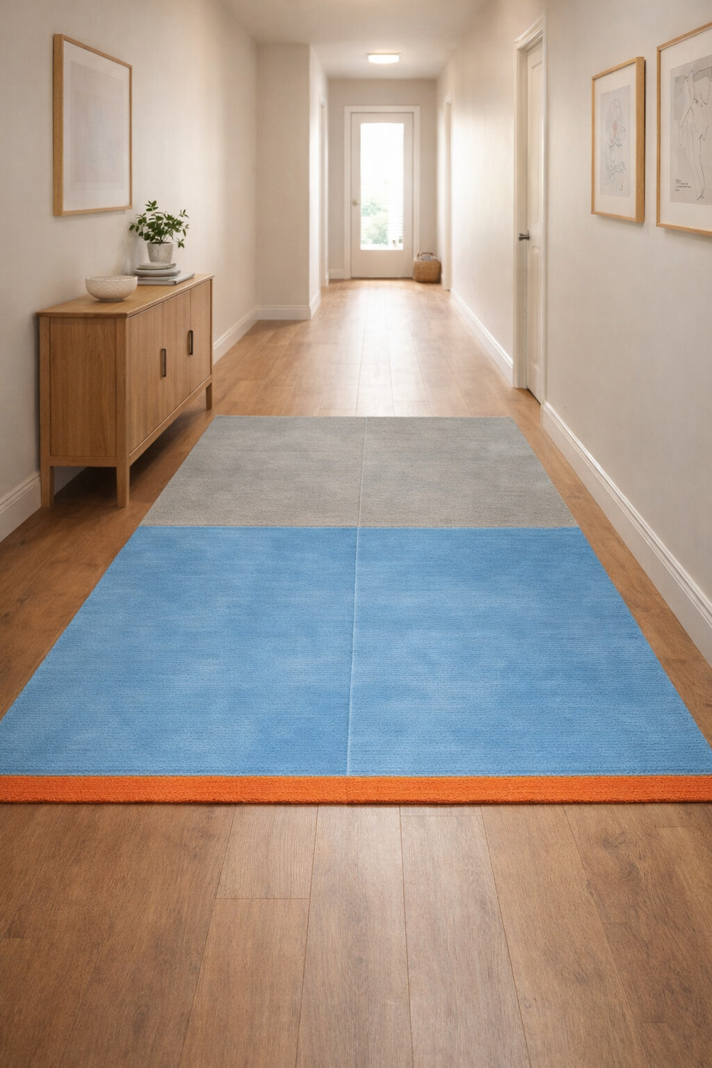 Hand Tufted Wool Area Rug 5x7 5x8 6x8 6x9 Blue Area Rug Living Room