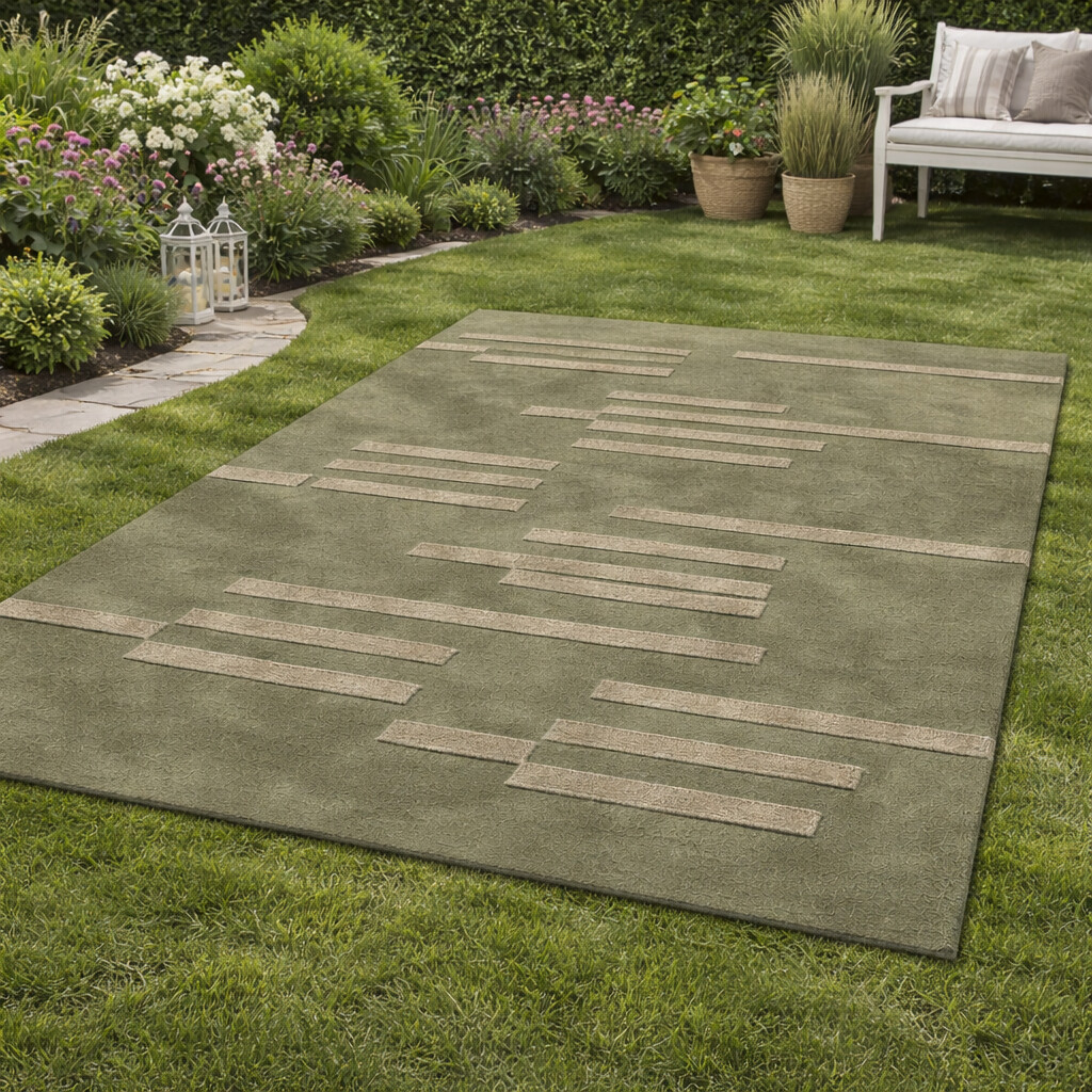 Hand Tufted Geometric Design Area Rug in Sage Green 6x9 8x10 9x13 and 11x11 Bedroom and Living Room Dcor