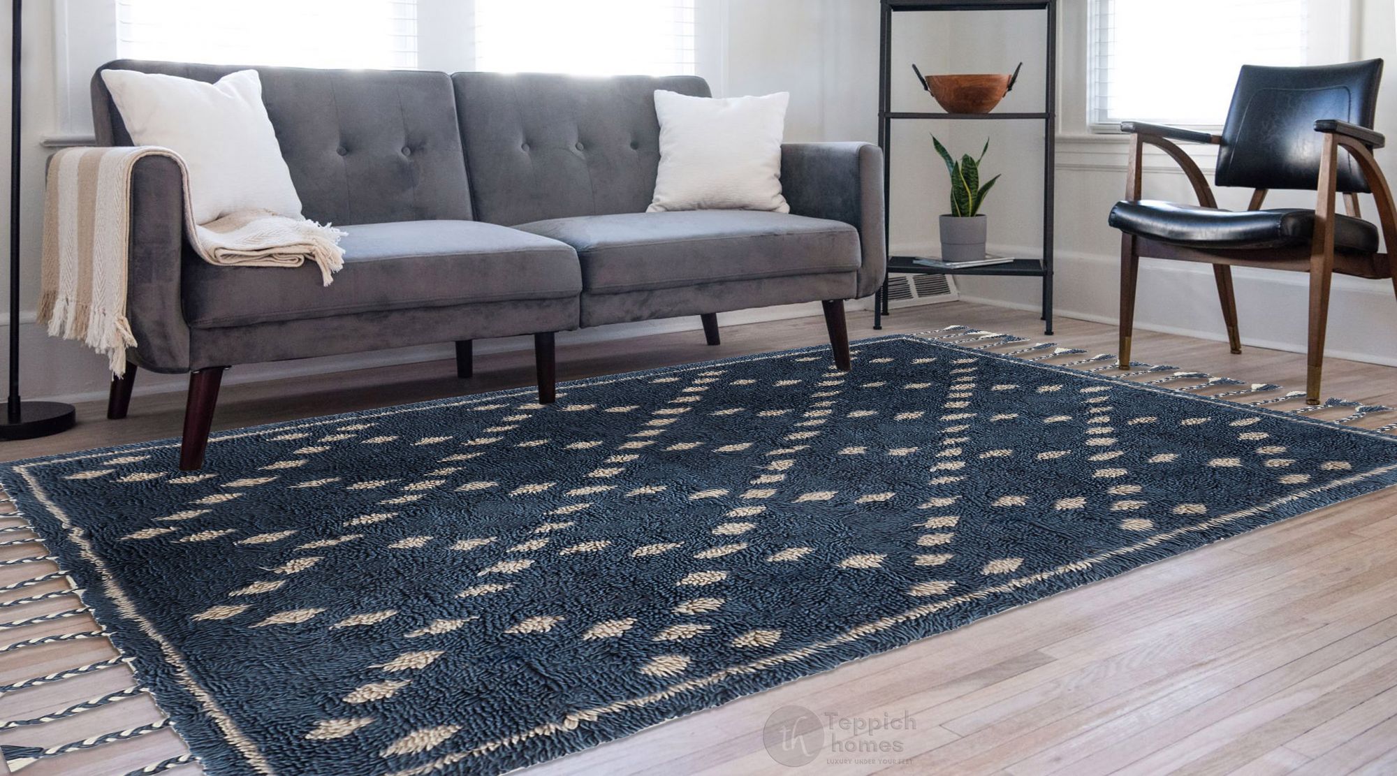 Hand Knotted, Blue Color, Rug, 7x10, 8x10, 9x12, 9x13, Wool Area Rug ...