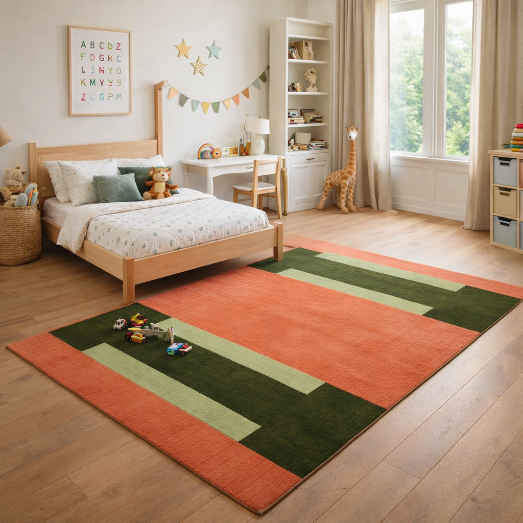 Emerald Green Rug Hand Tufted 5x7 5x8 6x8 6x9 Geometric Carpet Bedroom