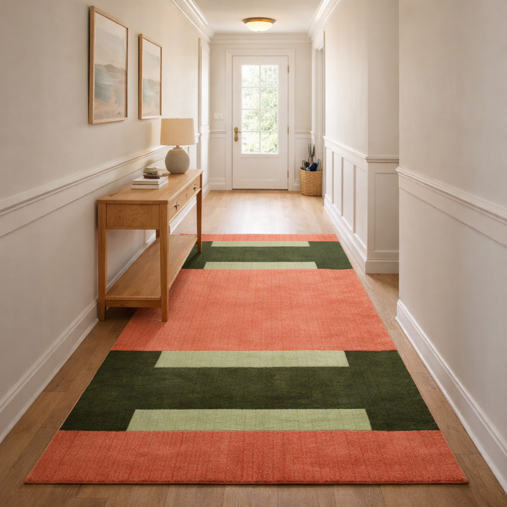 Emerald Green Rug Hand Tufted 5x7 5x8 6x8 6x9 Geometric Carpet Bedroom