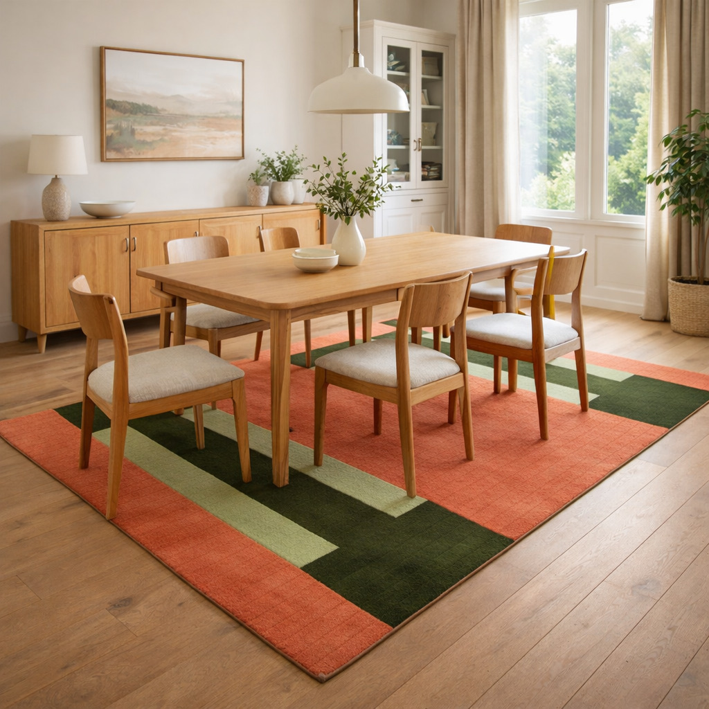 Emerald Green Rug Hand Tufted 5x7 5x8 6x8 6x9 Geometric Carpet Bedroom