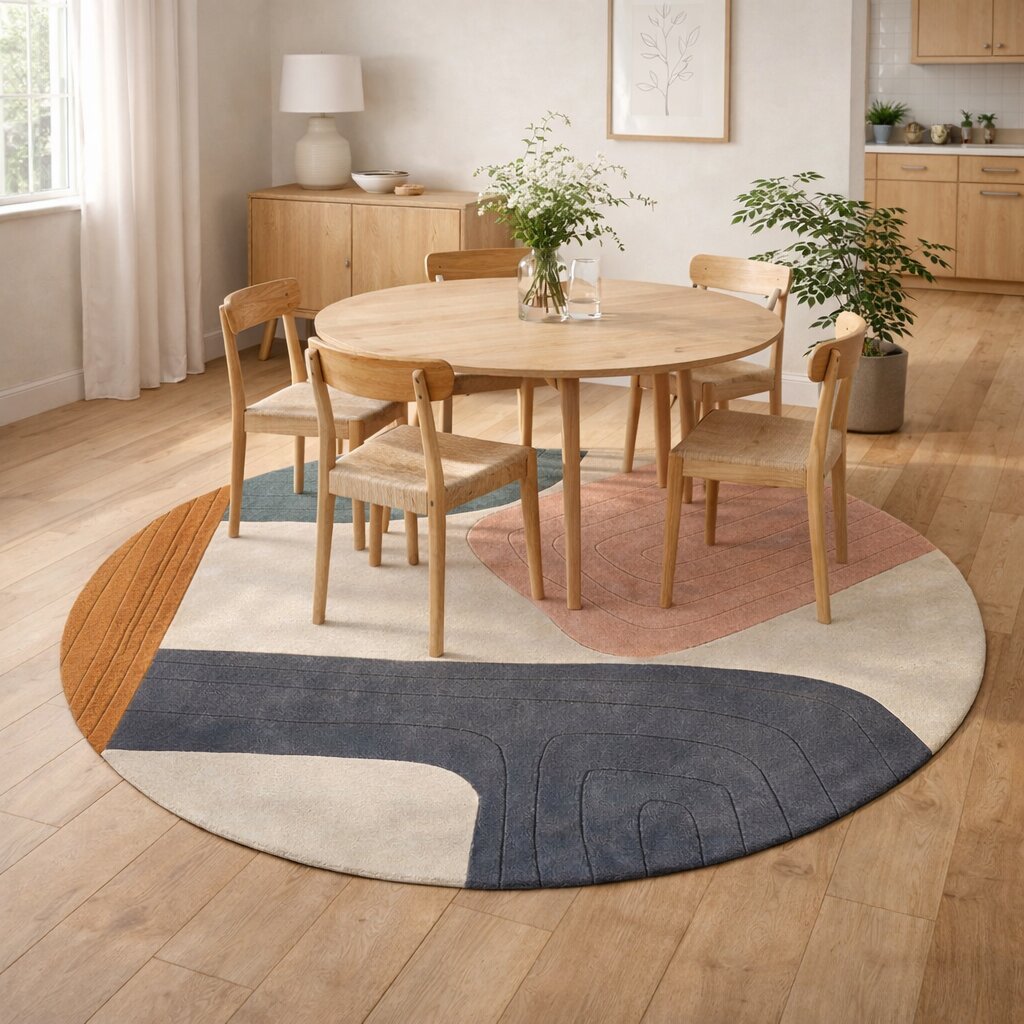 Round Rug Cream Carpet 5x5 6x6 7x7 8x8 Wool Area Rug Living Room Dinning Room