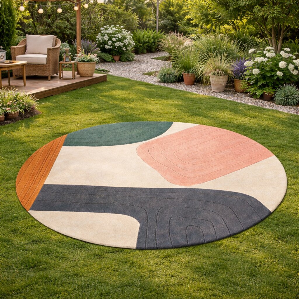 Round Rug Cream Carpet 5x5 6x6 7x7 8x8 Wool Area Rug Living Room Dinning Room