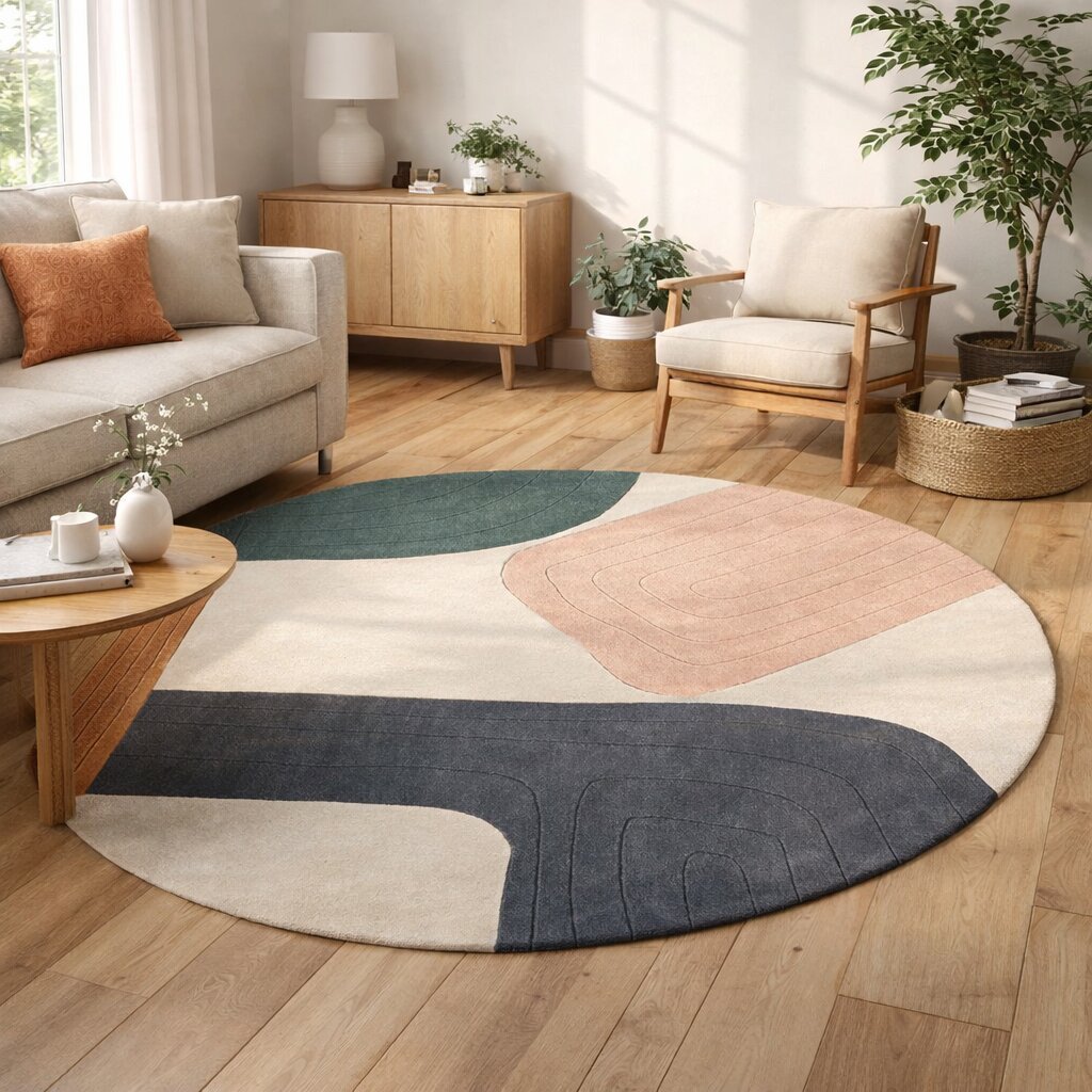 Round Rug Cream Carpet 5x5 6x6 7x7 8x8 Wool Area Rug Living Room Dinning Room