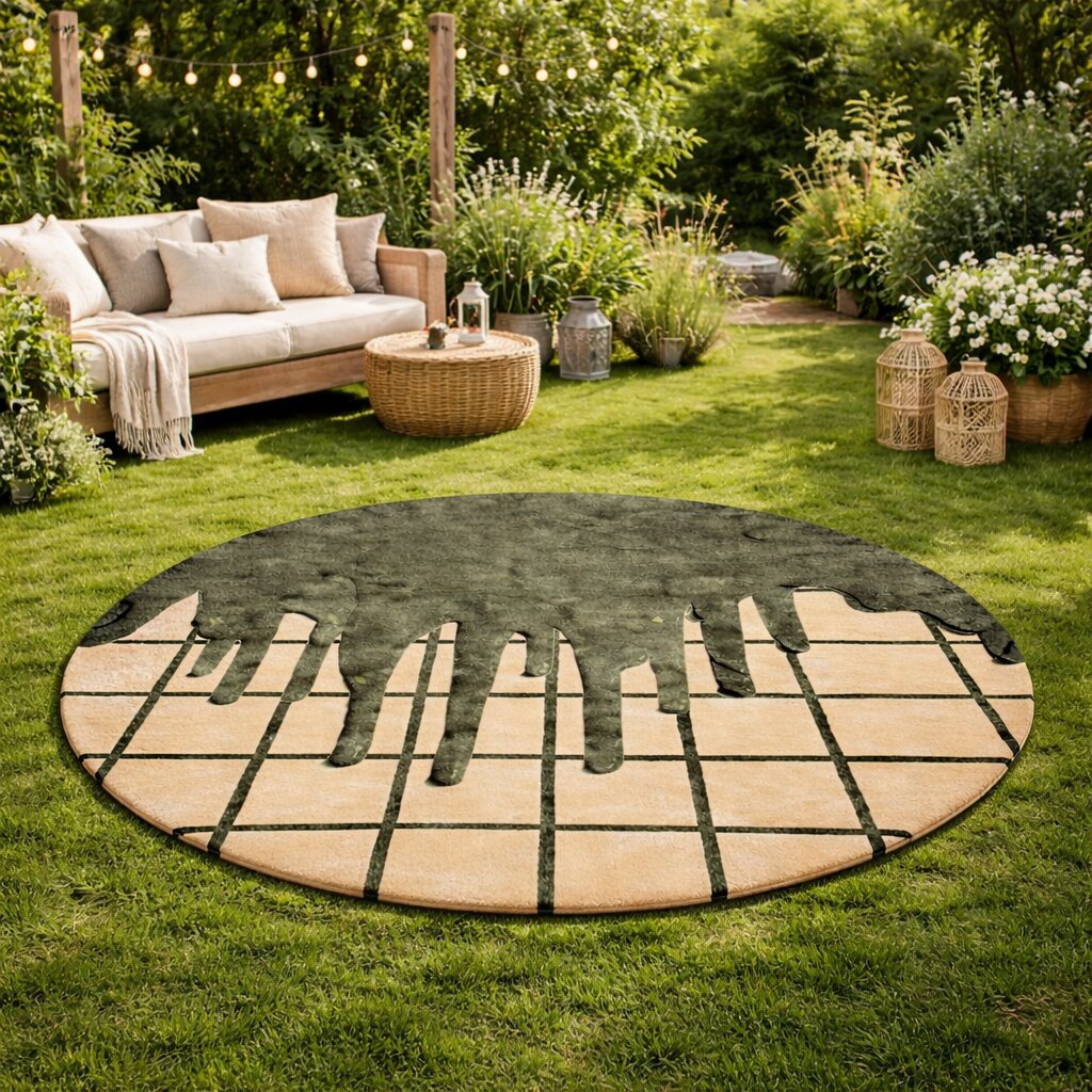 Round Rug Handmade Tufted 7x7 8x8 9x9 10x10 Hand Tufte Wool Rug Dinning Room Bedroom Green Color