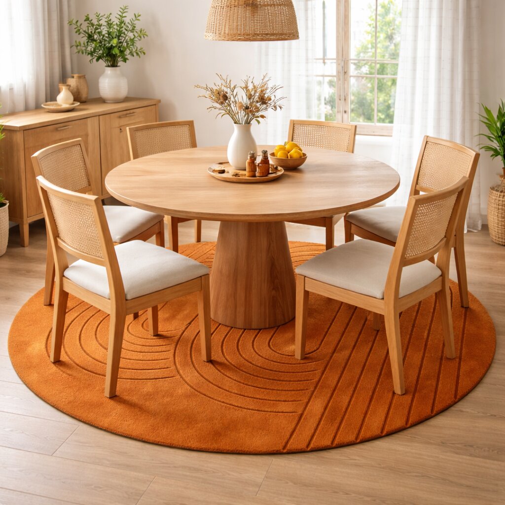 Hand Tufted Round Wool Area Rug Brown Dining Room Living Room Bedroom Hallway 5x5 6x6 7x7 9x9 11x11