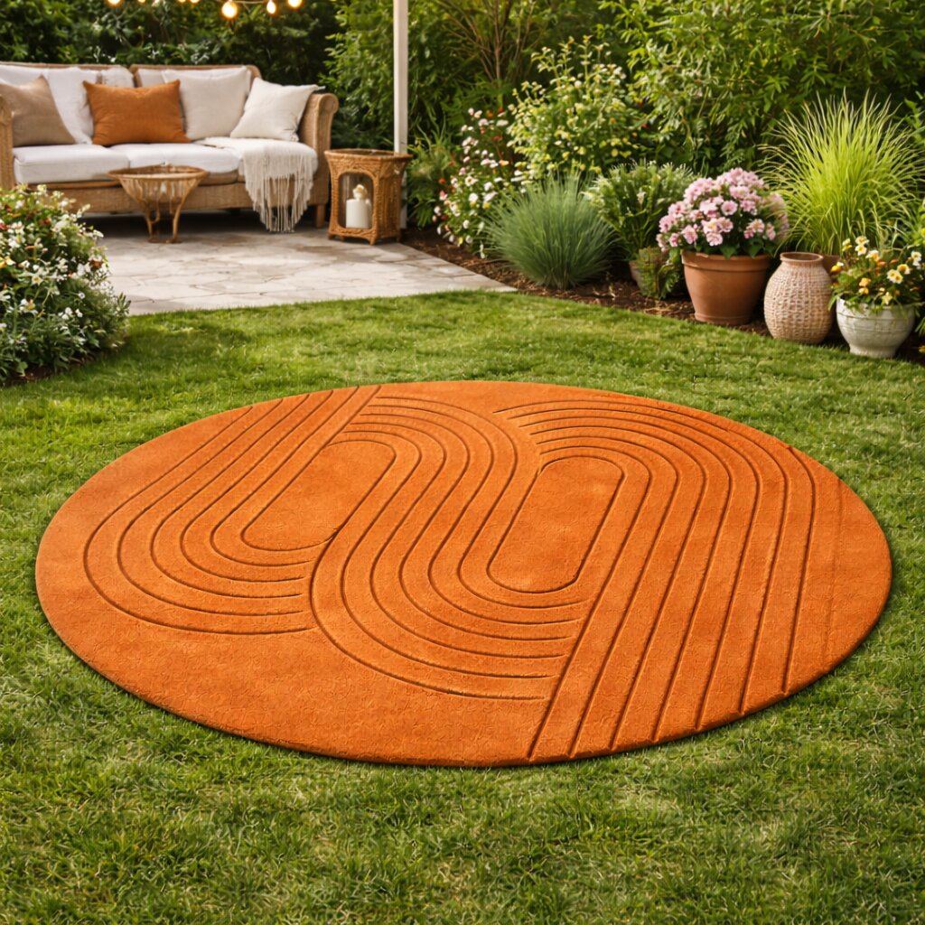 Hand Tufted Round Wool Area Rug Brown Dining Room Living Room Bedroom Hallway 5x5 6x6 7x7 9x9 11x11