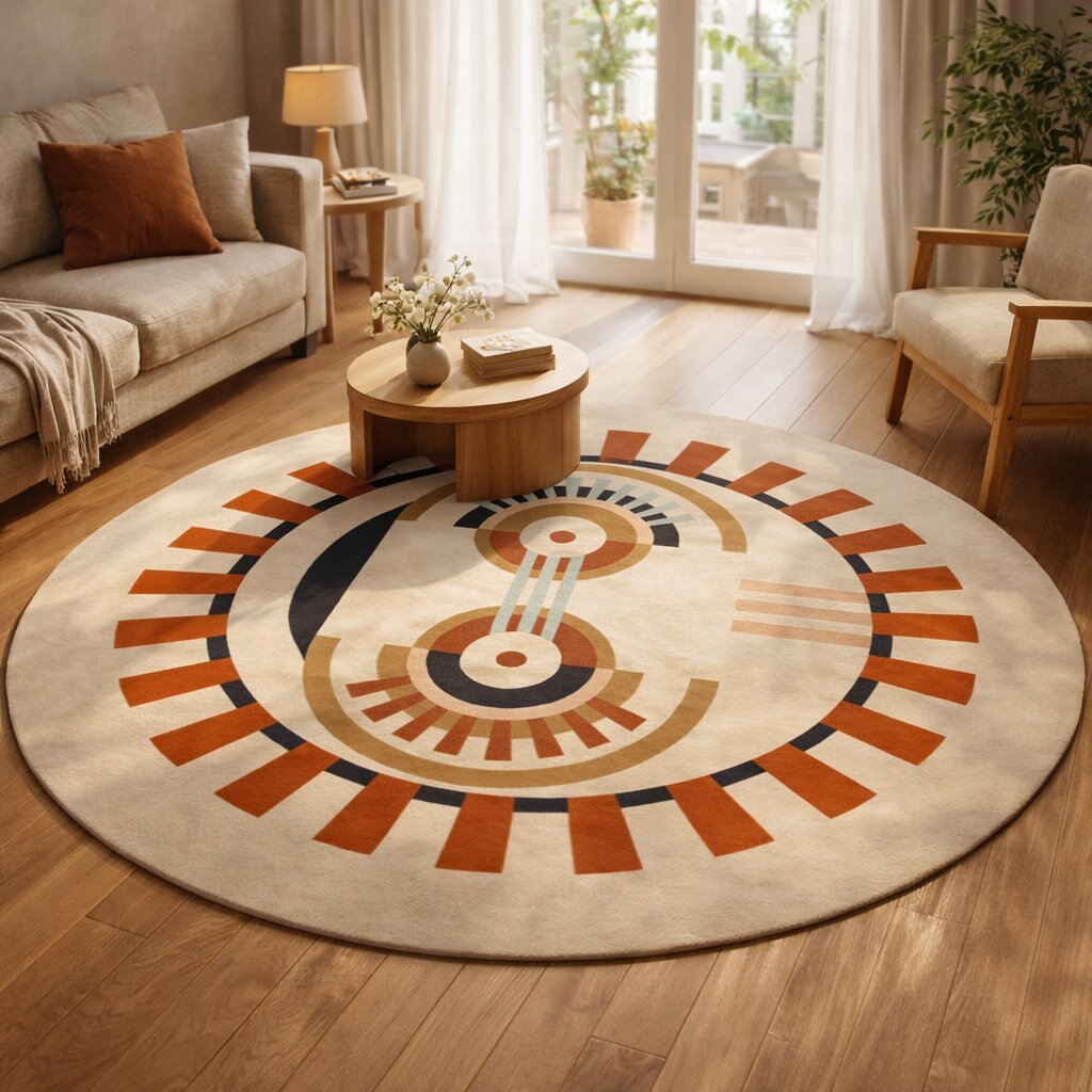 Circle Rugs Cream Color Hand Tufted 6x6 8x8 9x9 10x10 Round Rug Living Room