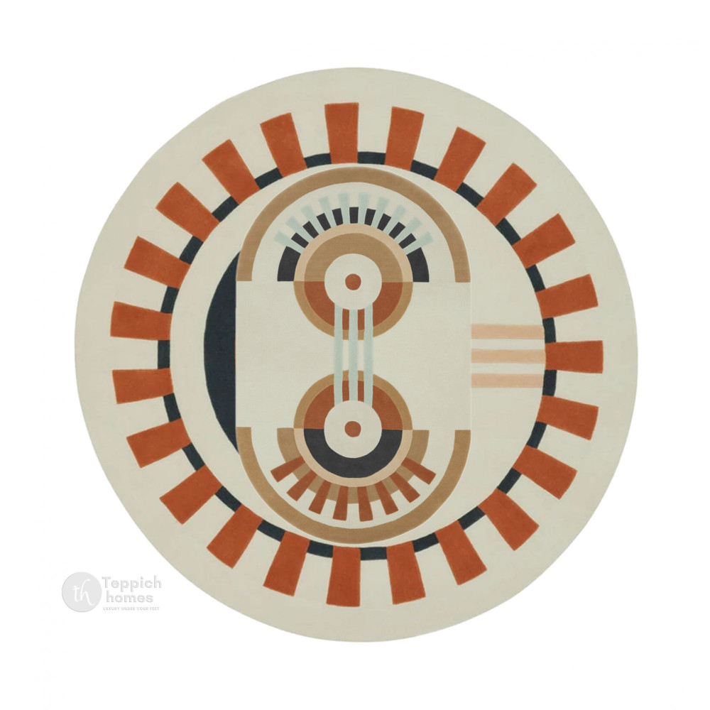 Image of Circle Rugs, Cream Color, Hand Tufted, 6x6, 8x8, 9x9, 10x10, Round Rug, Living Room