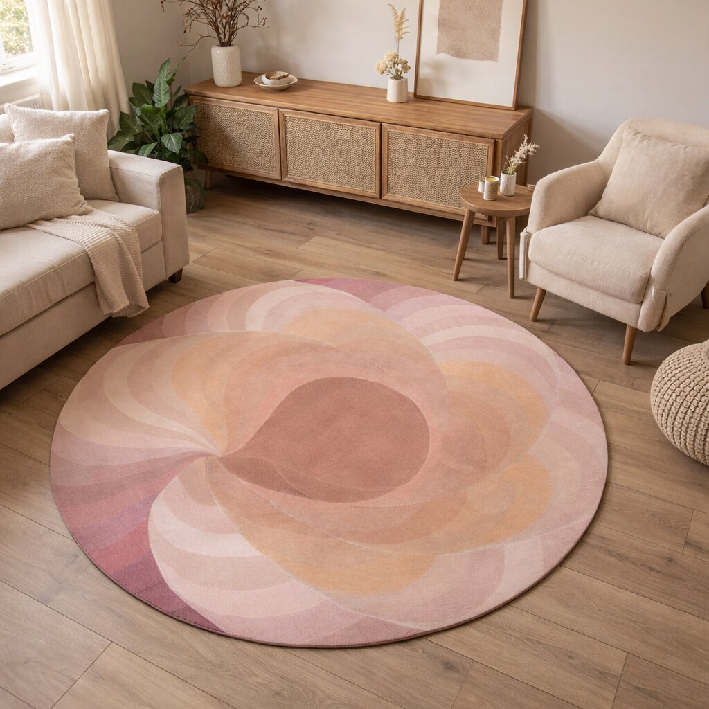 Kitchen Dining room  Blue color  Hand tufted  Round area rug  5x5 6x6  Large wool carpet 7x7